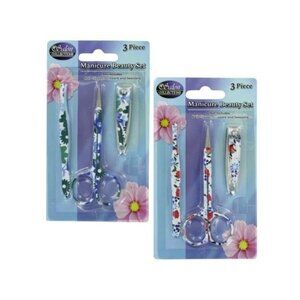 2 Pack of 3-Piece Manicure Beauty Set – Floral Elegance for At-Home Pampering